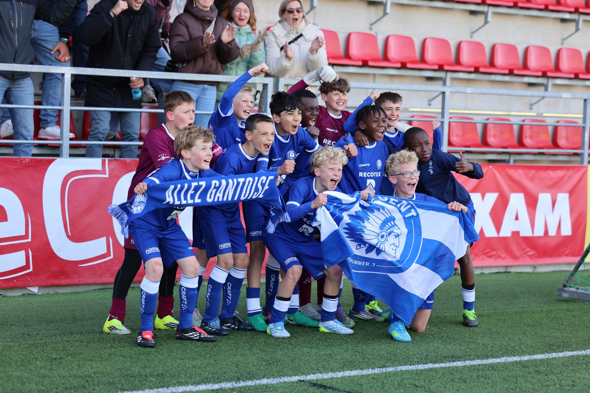 KAA Gent players celebrate with their fans